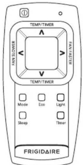 TEMP/TIMER FAN SLOWER FAN FASTER TEMP/TIMER Mode Eco Light Sleep Timer FRIGIDAIRE