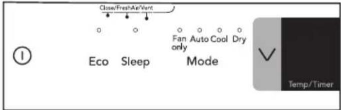 Close/FreshAirVent Eco Sleep Fan Auto Cool Dry only only mode Temp/Timer