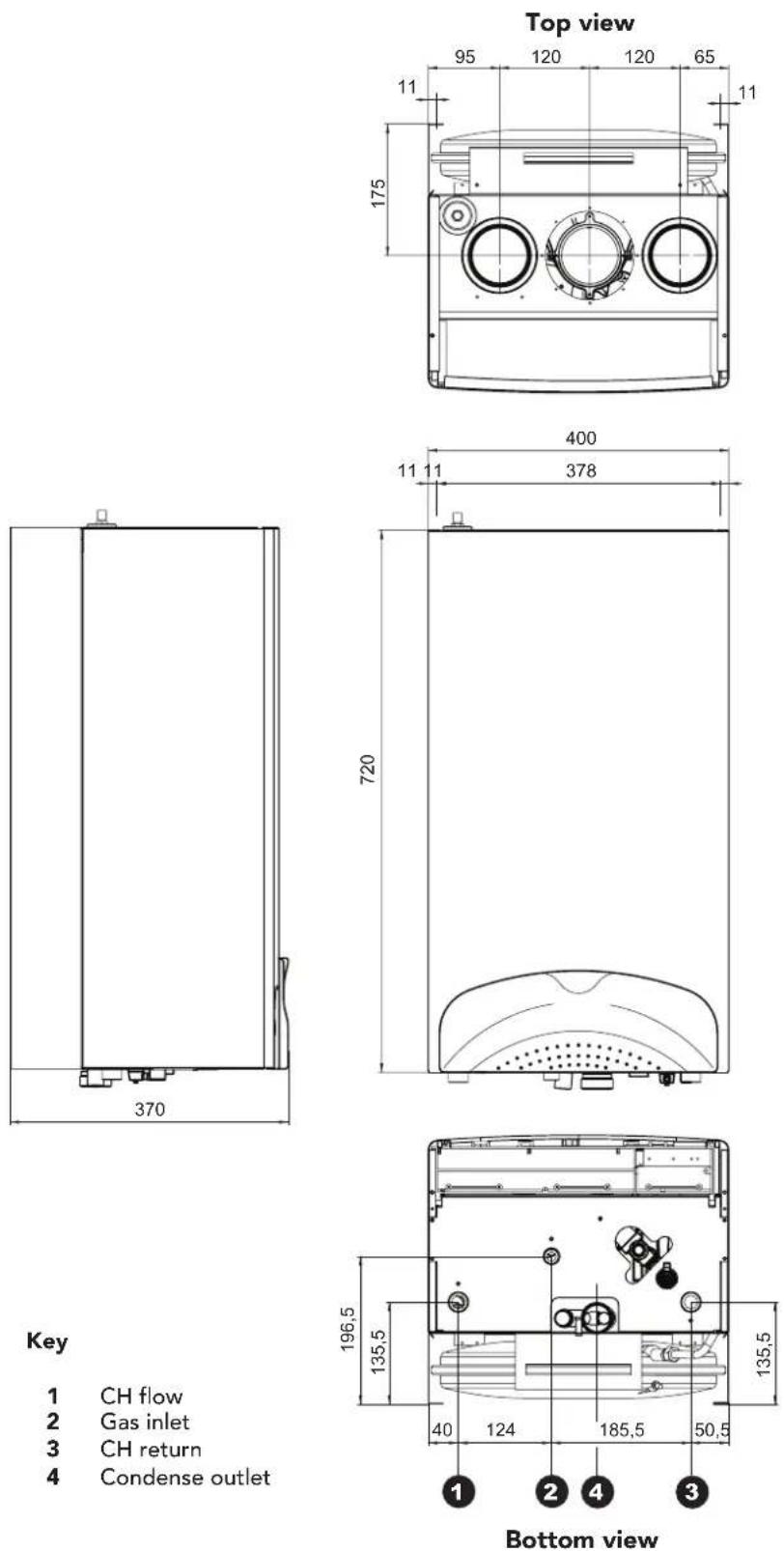 FERROLI Optimax 25 S - Dimensions and connections - 1