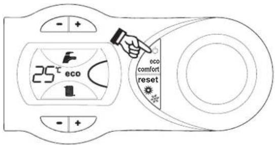 25°C eco oco comfort reset