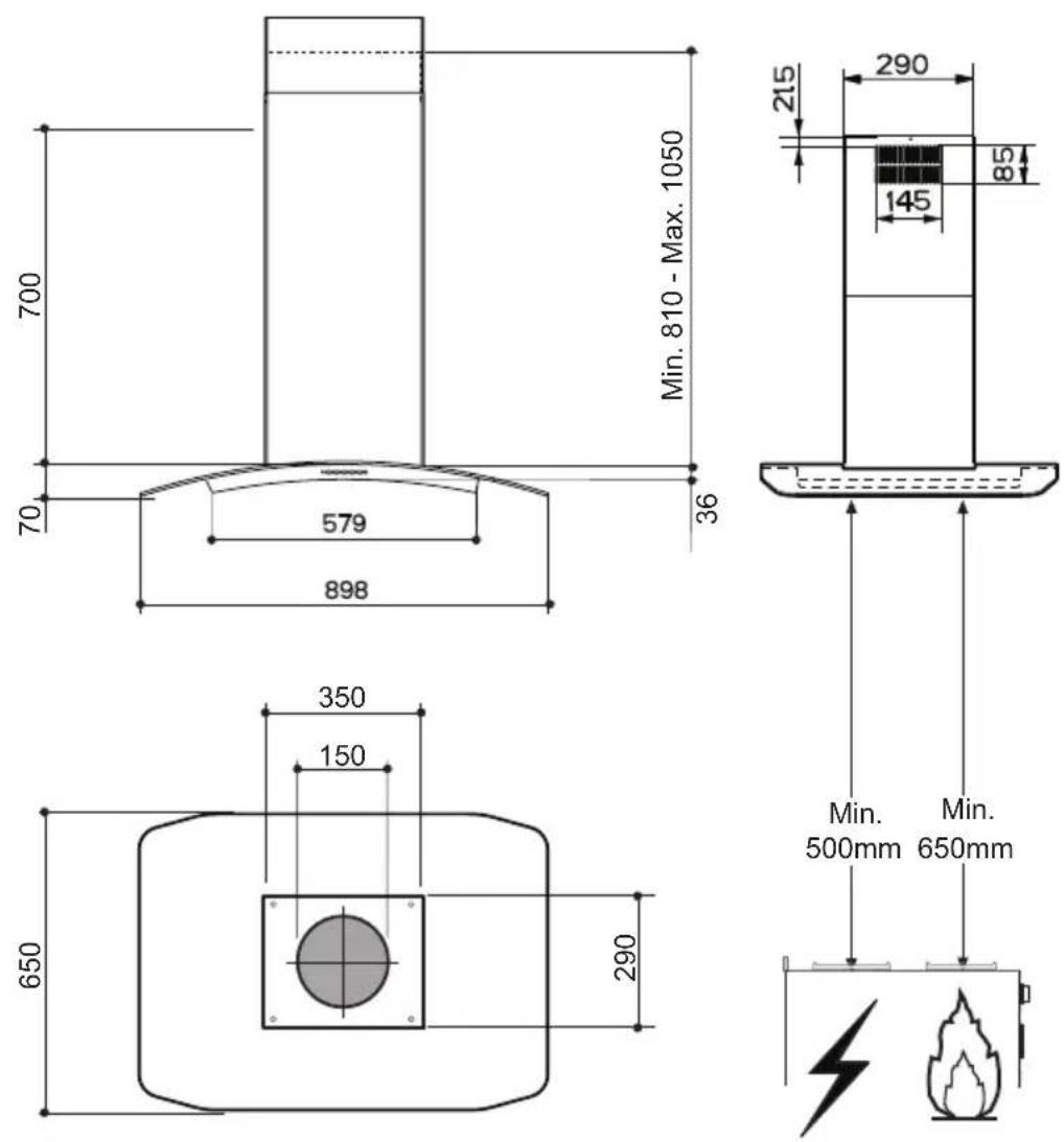 ELECTROLUX EFA90950 - Prostorový rozměr - 1