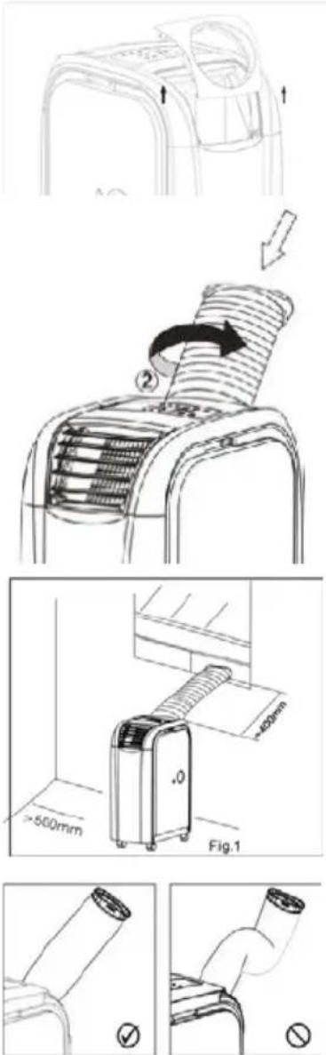 Technical diagram illustrating the installation of a car air conditioner unit, showing step-by-step assembly and component details.