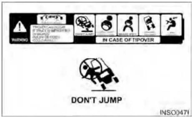 WARNING TRUCK/CAULICUM OF TRUCKS & IMPROVE CHIRCUING BEANS BY (GOOD) COLORATED IN CASE OF TIPOVER DON'T JUMP INSO0471