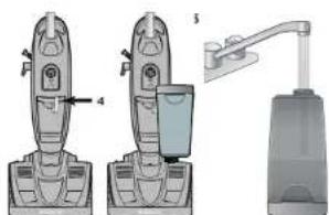 Diagram showing a device with labeled parts and a mechanical assembly, likely illustrating a manual or mechanical setup.