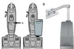 Technical diagram showing two device setups with labeled parts and a mechanical arm assembly