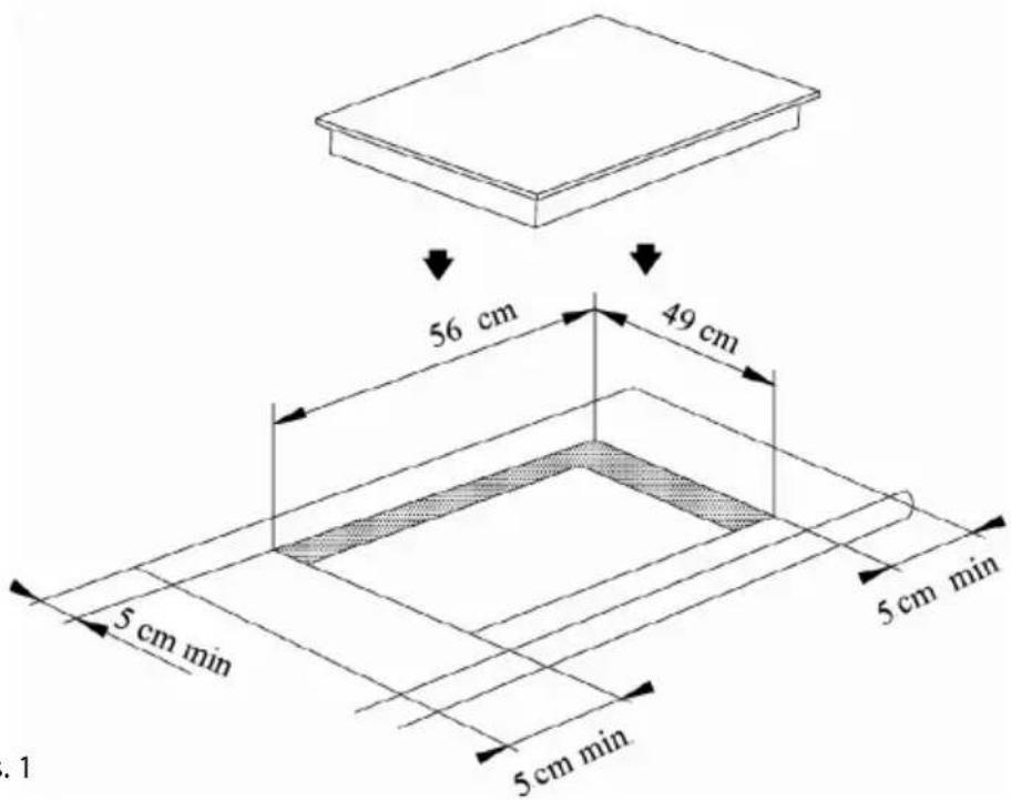 56 cm 49 cm 5 cm min 5 cm min 5 cm min .1