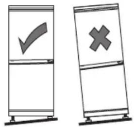 Two diagrams showing a checkmark and an 'X' symbol on a stand, likely indicating cancellation or error.