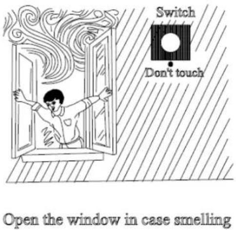 Switch Don't touch Open the window in case smelling