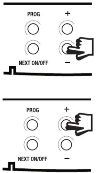 PROG + NEXT ON/OFF - PROG + NEXT ON/OFF -