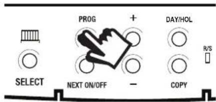 PROG + DAY/HOL SELECT NEXT ON/OFF - COPY R/S