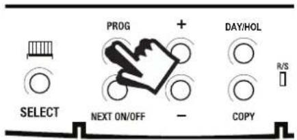 PROG + DAY/HOL SELECT NEXT ON/OFF - COPY R/S