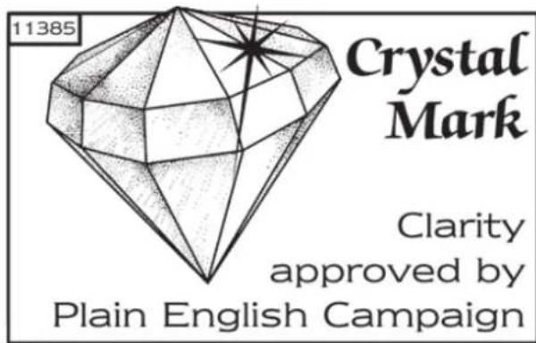 11385 Crystal Mark Clarity approved by Plain English Campaign