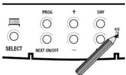 PROG + DAY SELECT NEXT ON/OFF - R/S