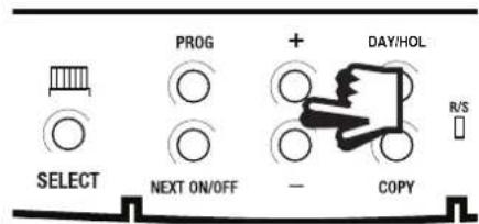 PROG + DAY/HOL SELECT NEXT ON/OFF - COPY R/S