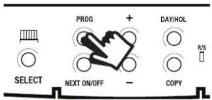 PROG + DAY/HOL SELECT NEXT ON/OFF - COPY R/S