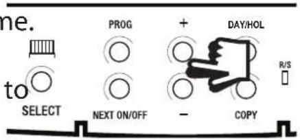 ne. to SELECT PROG + DAY/HOL NEXT ON/OFF - COPY R/S
