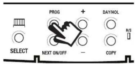 PROG + DAY/HOL SELECT NEXT ON/OFF - COPY R/S
