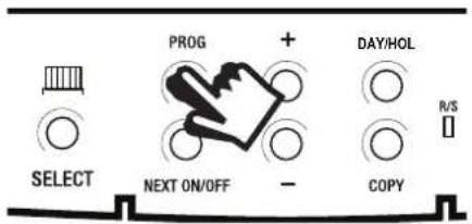 PROG + DAY/HOL SELECT NEXT ON/OFF - COPY R/S