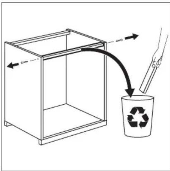 Diagram showing a hand pouring liquid into a recycling bin with a recycling symbol, illustrating a chemical or material process.