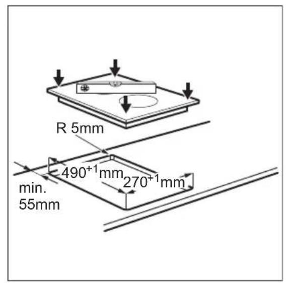 R 5mm 490+1 mm 270+1 mm min. 55mm