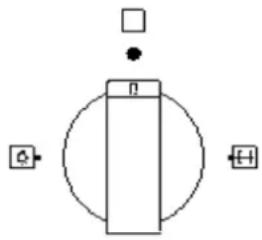 Diagram showing a circular object with labeled points and symbols, possibly representing a physical or mathematical concept.