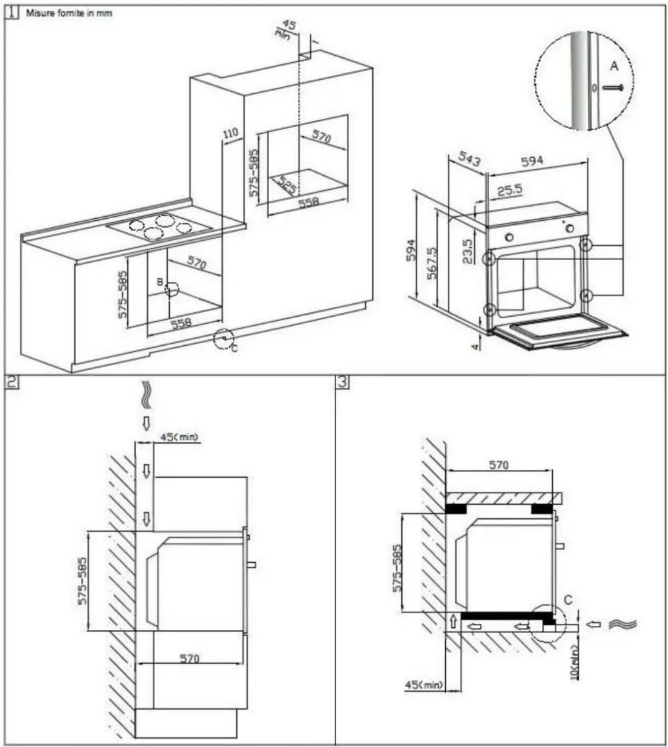Campomatic CW6GGBTX - Installation of Built-in Ovens - 1