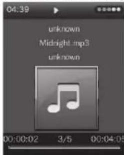04:39 unknown Midnight.mp3 unknown 00:00:02 3/5 00:04:05