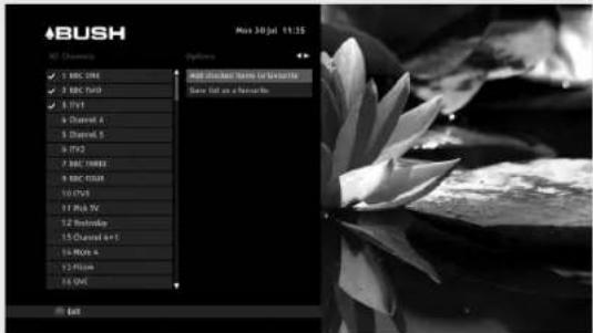 BUSH Max 30 µl 11:15 All Channels Options 8. BBC CM 7. BBC HD 6. I/VI 6 Channel 4 6 Channel 5 6 I/VI2 7 BBC "HSS" 8 BBC "FSS" 10 I/VI 11 Pkt IV 12 Sostemon 13 Channel +T 16 Mono 4 15 Film 16 GM Edit