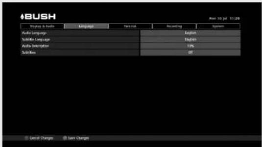 iBUSH Audio & Audio Language Parental Recording Speedup Audio Language English Subtile Language English Audio Description 13% Solution Off Central Changes Easy Changes Mon 10 Jul 11:29