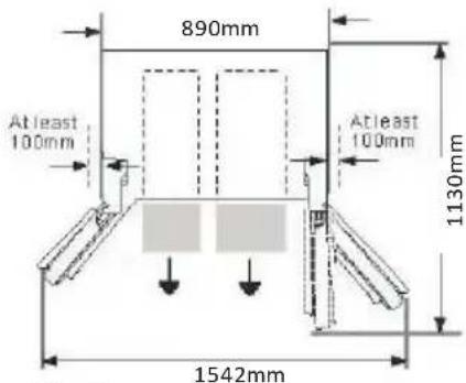 890mm At least 100mm At least 100mm 1130mm 1542mm