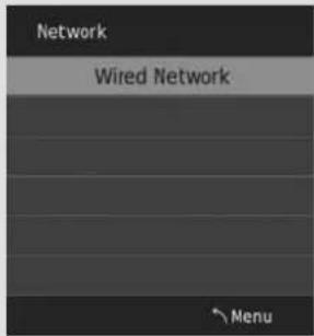 Network Wired Network Menu