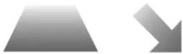 Two gray geometric shapes: a tilted rectangle and a right-pointing arrow, both on white background (no text or symbols)