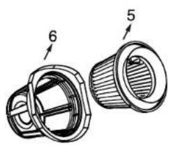 Technical diagram of a mechanical component with labeled parts 5 and 6