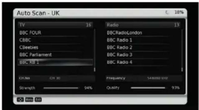 Auto Scan - UK TV 16 BBC FOUR CBBC CBeebies BBC Parliament BBC RB 1 CIT No CIT 30 Strength 94% Radio 13 BBCRadioLondon BBC Radio 1 BBC Radio 2 BBC Radio 3 BBC Radio 4 Frequency 548000 kHz Quality 93%