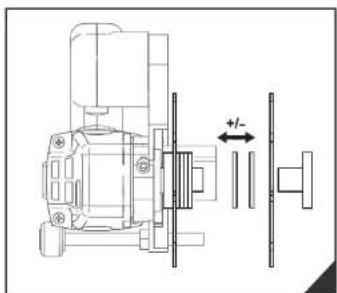 Technical diagram of a mechanical assembly with dimension annotations (+/-)