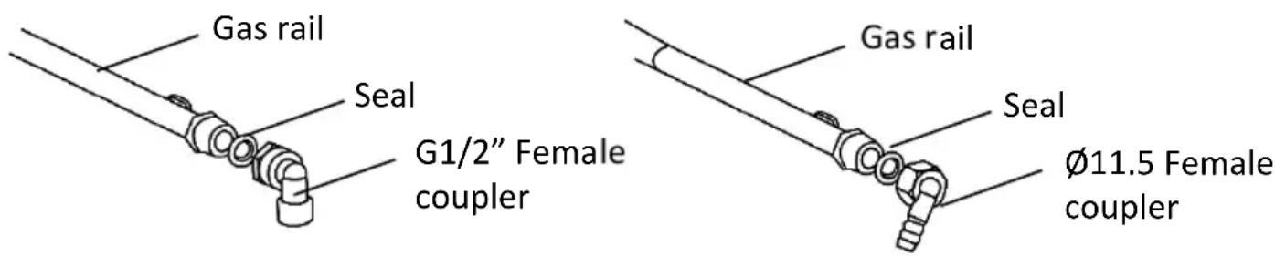 Gas rail Seal G1/2" Female coupler Gas rail Seal Ø11.5 Female coupler
