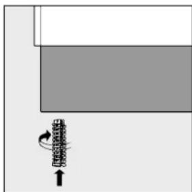 Pure mechanical diagram showing a spring-like component with rotational arrow, no text or symbols present