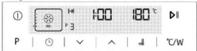 ① P 1:00 180 °C ▶ P | ℏ | √ | ∧ | ↓ | °C/W