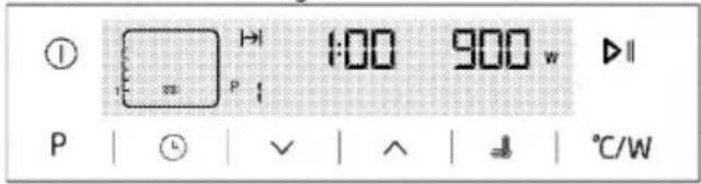 ① P → 1:00 900 w ▶∥ P | Ⓤ | √ | ∧ | ↓ | ℃/W