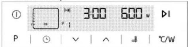 ① 3:00 600 w ▷ P | ⏻ | √ | ^ | ↓ | °C/W