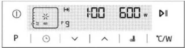 ① P 1:00 600 w ▷ P | ⏻ | √ | ∧ | ↓ | ℃/W
