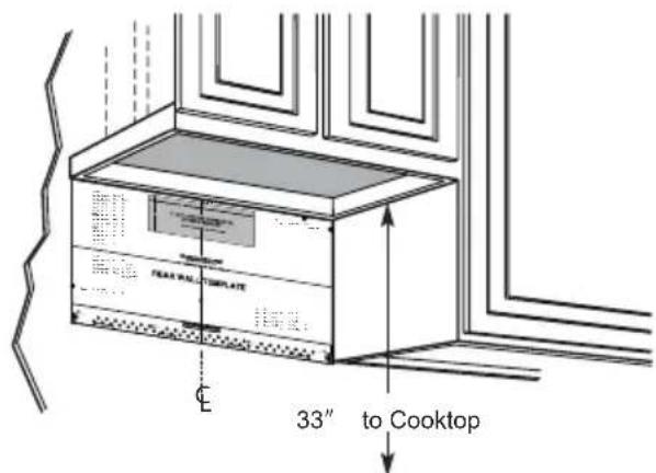 FEAR WALL TOMPLATE 33" to Cooktop