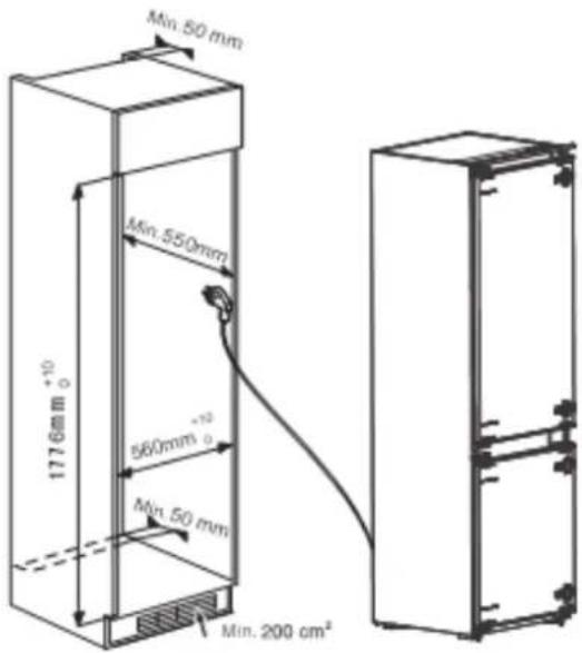 Min. 50 mm Min. 550mm 177.6mm +10 560mm +10 Min. 50 mm Min. 200 cm²