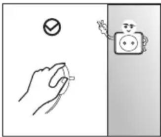 Diagram showing hand holding checkmark and pointing at a cartoon character with a square on the right