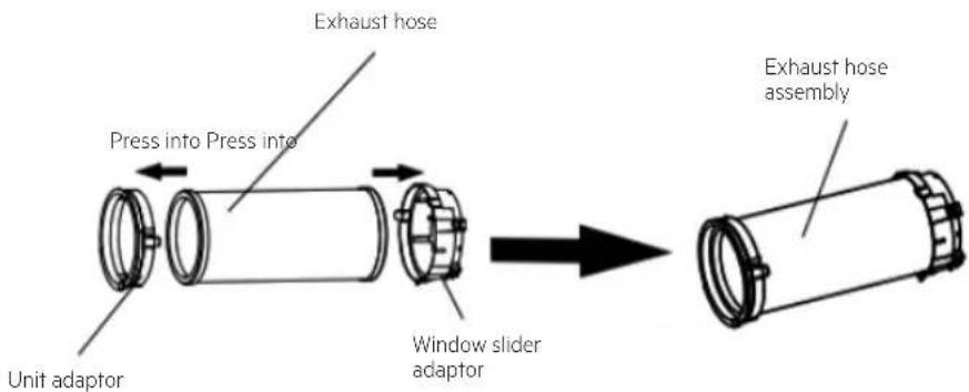 Exhaust hose Press into Press into Unit adaptor Window slider adaptor Exhaust hose assembly