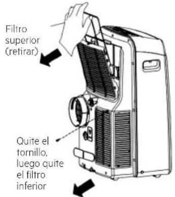 Filtro superior (retirar) Quite el tornillo, luego quite el filtro inferior