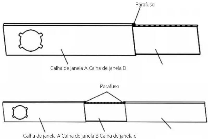 Parafuso Calha de janela A Calha de janela B Parafuso Calha de janela A Calha de janela B Calha de janela c