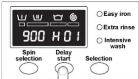 900 H01 Spin selection Delay start Selection Easy iron Extra rinse Intensive wash