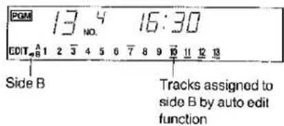 PGM 13 NO. 16:30. CDIT_A. Track numbers 1 to 13. Side B tracks assigned to side B by auto edit function.