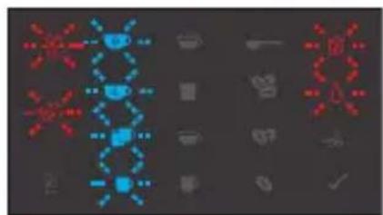 Cropped image showing pixelated red and blue symbols on a dark background, possibly representing UI elements or UI elements.